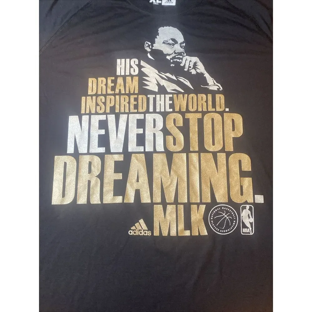 Adidas Martin Luther King Jr.‎ NBA Player Issued Black T Shirt Size XLT
